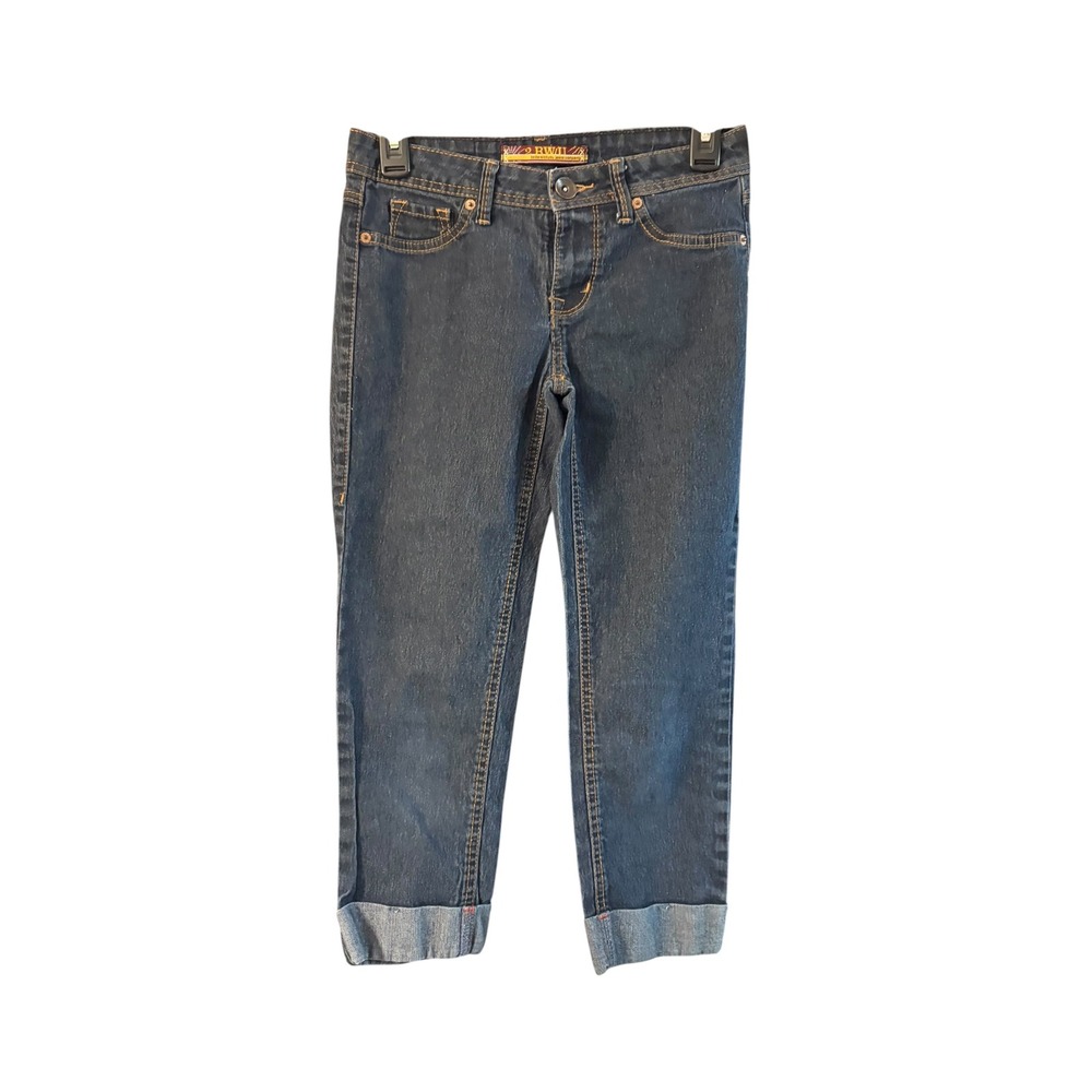 2BWU To Be With You Dark Wash Cuffed Capri Jeans Women Size 5/6 Cropped Denim